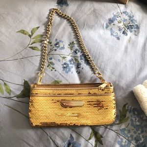 Michael Kors gold sequin mini clutch-wallet
